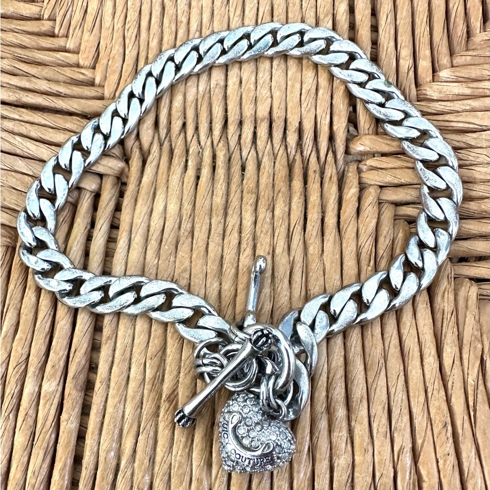 Juicy Couture Rhinestone Heart Curb Link Necklace